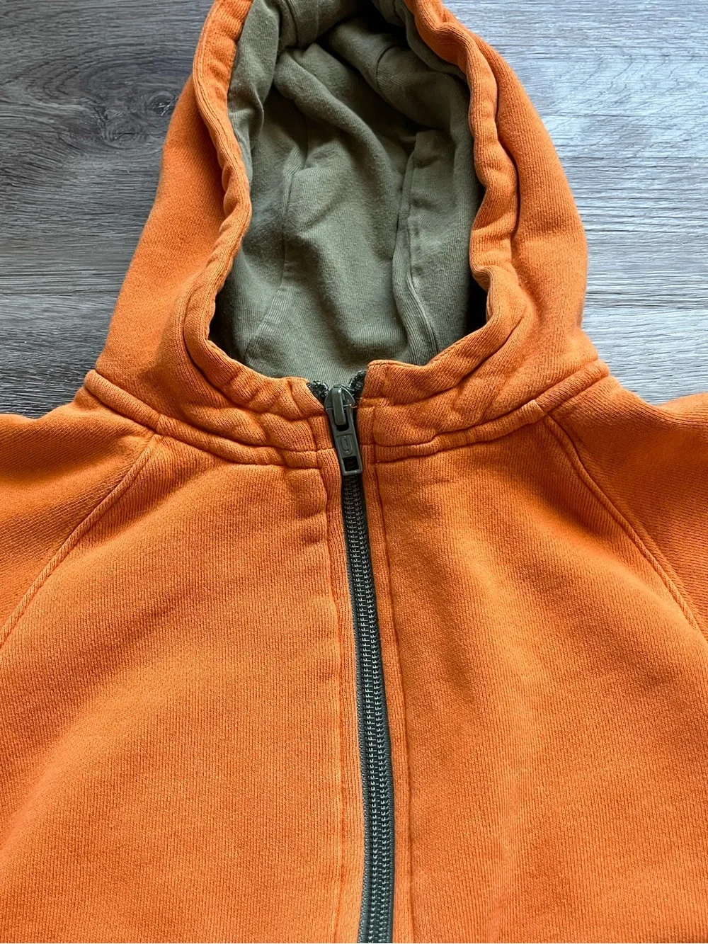 Gymboree Orange Hooded Zip-Up Jacket with Green Lining